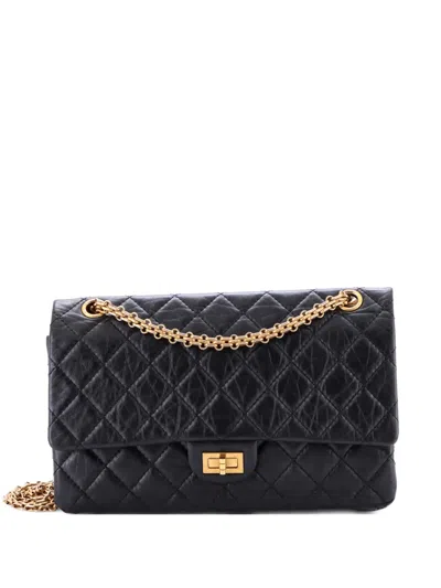 Pre-owned Chanel Reissue 2.55 Flap Bag Chevron Aged Calfskin 226 Shoulder Bag In Black
