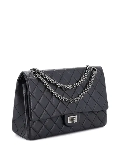 Pre-owned Chanel Reissue 2.55 Flap Bag Quilted Aged Calfskin 226 Shoulder Bag In Black