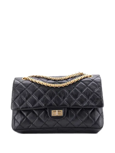 Pre-owned Chanel Reissue 2.55 Flap Bag Quilted Aged Calfskin 226 Shoulder Bag In Black