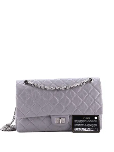 Pre-owned Chanel Reissue 2.55 Flap Bag Quilted Aged Calfskin 226 Shoulder Bag In Gray