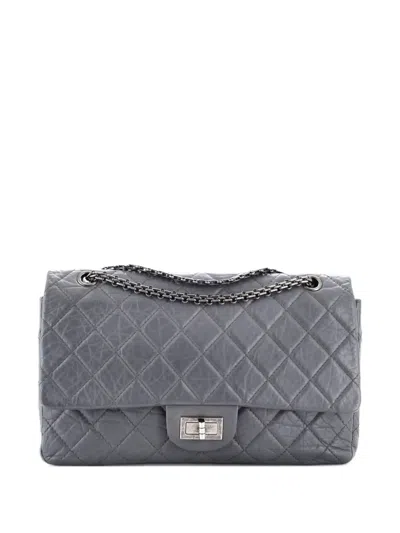 Pre-owned Chanel Reissue 2.55 Flap Bag Quilted Aged Calfskin 227 Shoulder Bag In Gray