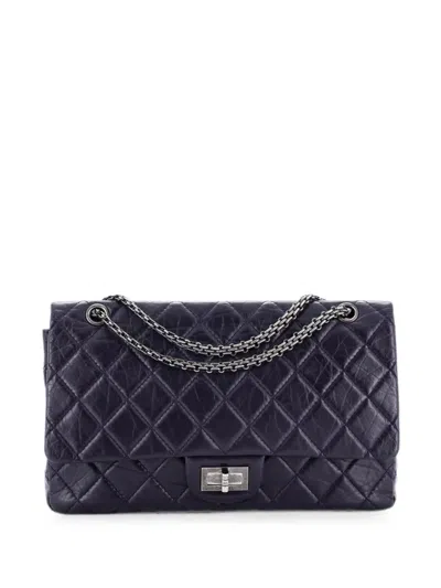 Pre-owned Chanel Reissue 2.55 Flap Bag Quilted Aged Calfskin 227 Shoulder Bag In Purple
