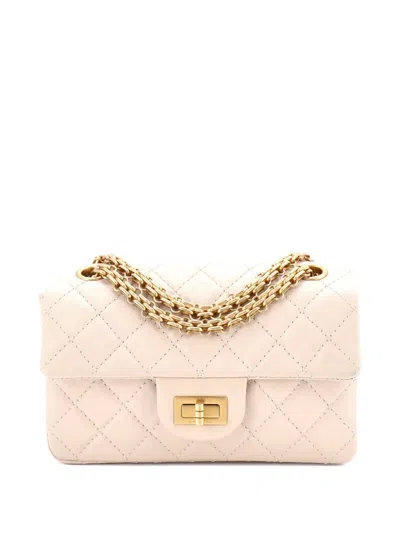 Pre-owned Chanel Reissue 2.55 Flap Bag Quilted Aged Calfskin Mini Crossbody Bag In Neutral
