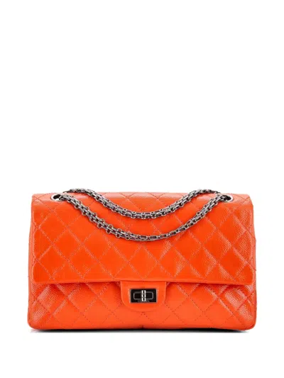 Pre-owned Chanel Reissue 2.55 Flap Bag Quilted Patent Caviar 226 Shoulder Bag In Orange