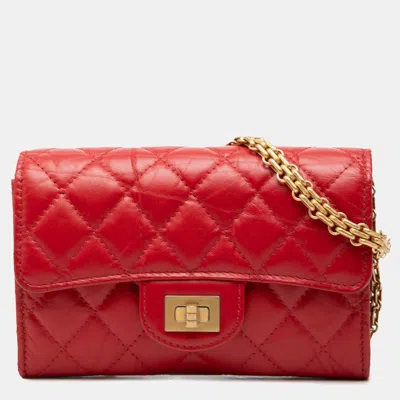 Pre-owned Chanel Reissue 2.55 Mini Red Quilted Aged Calfskin Leather Clutch Bag
