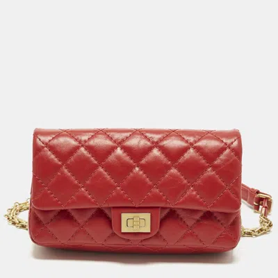 Pre-owned Chanel Reissue 2.55 Red Quilted Aged Leather Belt Bag
