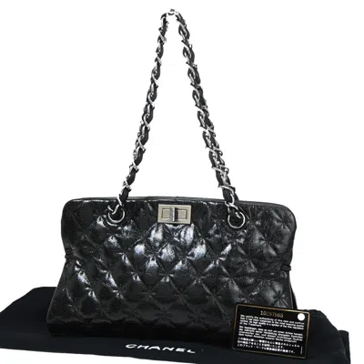 Pre-owned Chanel Reissue 2.55 Tote Quilted Calfskin Patent_leather Shoulder Bag Bag () In Black