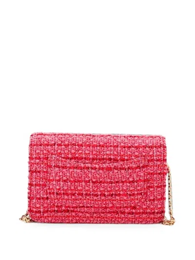 Pre-owned Chanel Reissue 2.55 Wallet On Chain Quilted Tweed Crossbody Bag In Pink