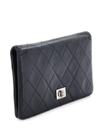 Pre-owned Chanel Reissue Bifold Wallet Quilted Caviar Small Wallets In Black
