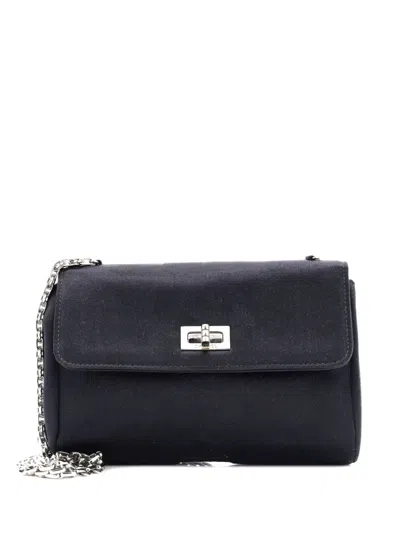 Pre-owned Chanel Reissue Flap Bag Satin Mini Crossbody Bag In Black