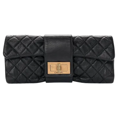Pre-owned Chanel Re-issue Quilted Lambskin Clutch Bag In Black
