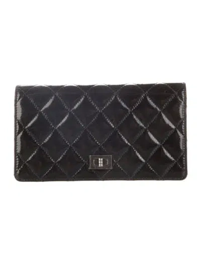 Pre-owned Chanel Reissue Yen Quilted Pattern Wallet In Black