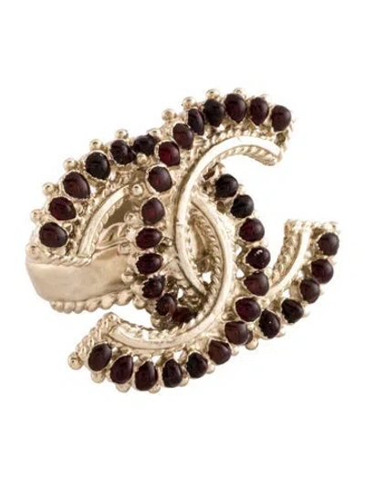 Pre-owned Chanel Resin Cc Cocktail Ring In Multicolor