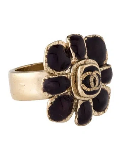 Pre-owned Chanel Resin Cc Cocktail Ring In Purple