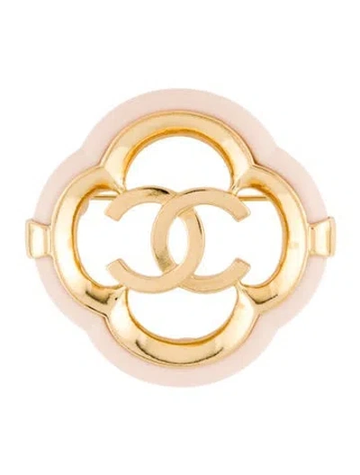 Pre-owned Chanel Resin Cc Pin Brooch In Neutral