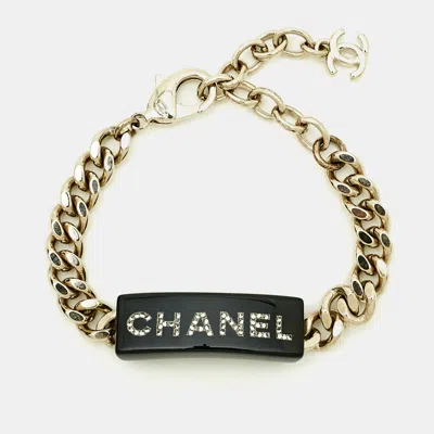 Pre-owned Chanel Resin Crystals Gold Tone Bracelet