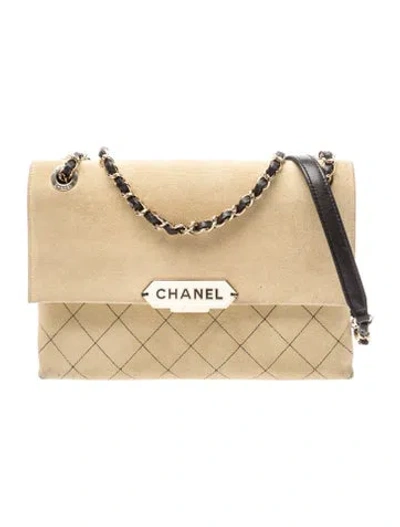 Pre-owned Chanel Retro Label Flap Bag In Neutrals