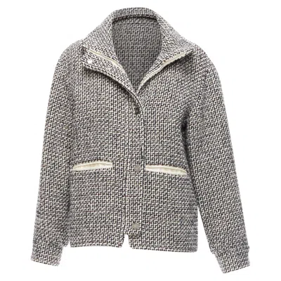 Pre-owned Chanel Reversible Wool Tweed Cc Logo Padded Puffer Jacket In White