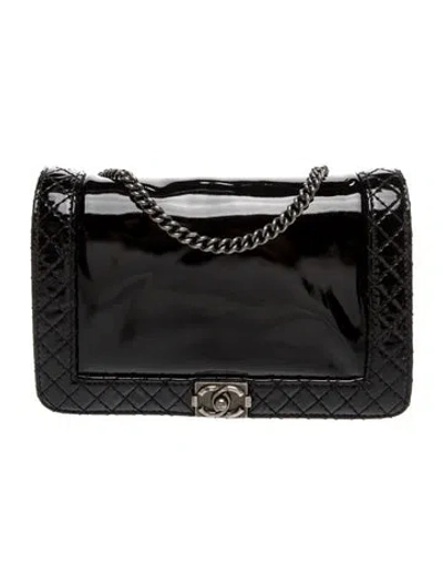 Pre-owned Chanel Reverso Boy Wallet On Chain In Black