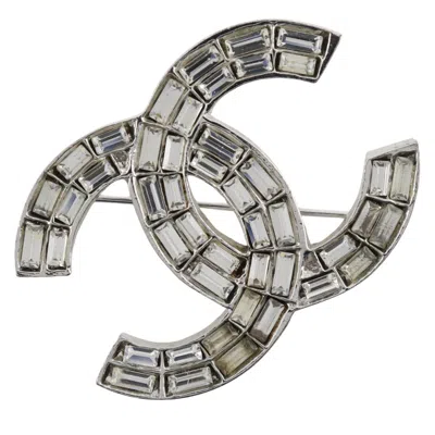 Pre-owned Chanel Rhinestone Brooch () In Silver