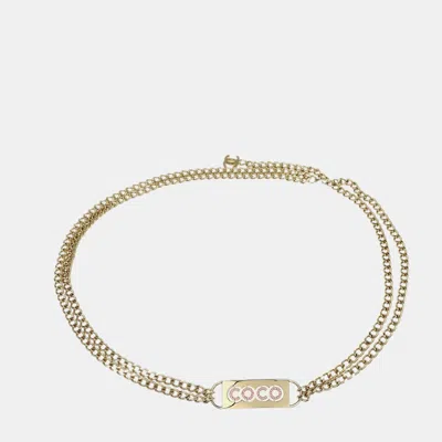 Pre-owned Chanel Rhinestone Chain Belt Gold