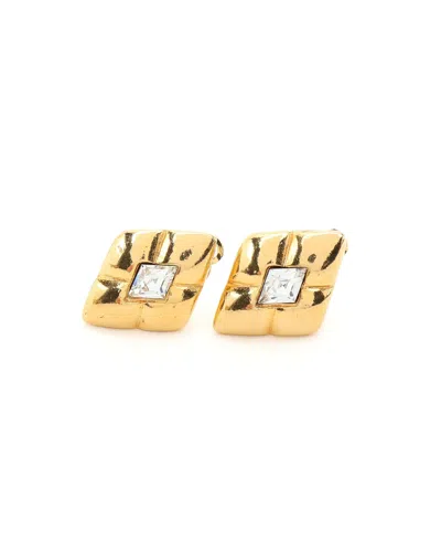 Pre-owned Chanel Rhinestone Clip-on Earrings In Gold