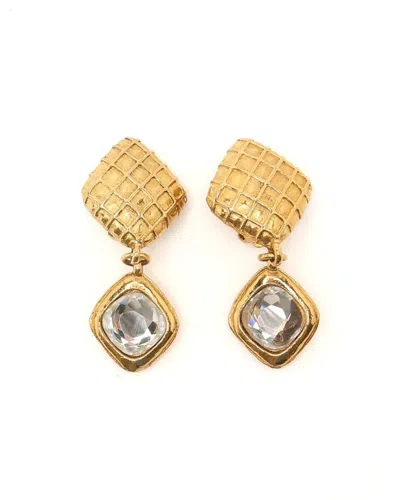 Chanel Rhinestone Clip-on Earrings In Gold