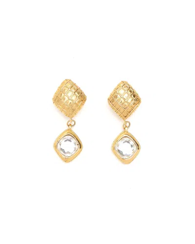 Pre-owned Chanel Rhinestone Clip-on Earrings In Yellow