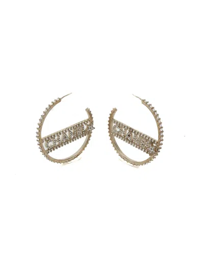 Chanel Rhinestone Hoop Earrings In Gold