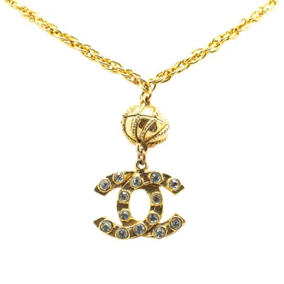 Pre-owned Chanel Rhinestone Necklace () In Gold