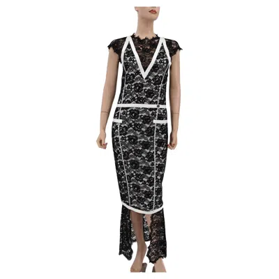 Pre-owned Chanel Ribbon Embellished Maxi Runway Lace Dress Cruise 2014 14c $7, 750 In Black