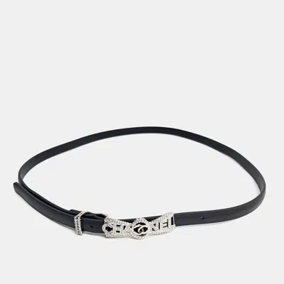 Pre-owned Chanel Ribbon Logo Belt Aa8576 In Black