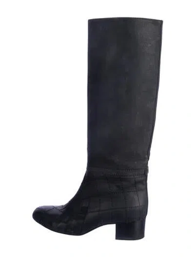 Pre-owned Chanel Riding Boots Interlocking Cc Logo Boots In Black