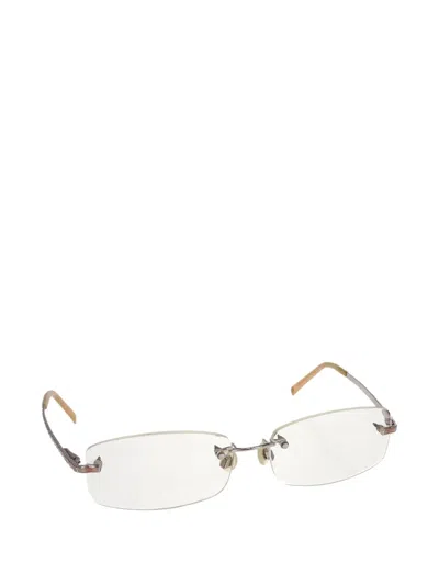 Pre-owned Chanel Rimless Rectangle-frame Glasses In Silver