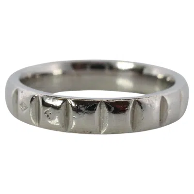 Pre-owned Chanel Ring. Genuine  Pt950 Platinum Chocolate Bar Band In Brown