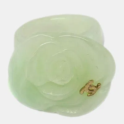 Pre-owned Chanel Ring Light Green Acrylic Size 53
