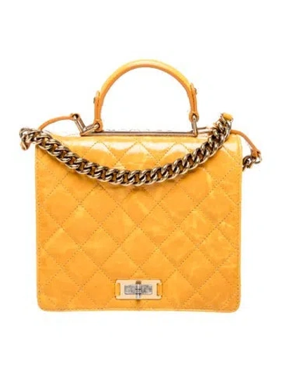 Pre-owned Chanel Rita Top Handle Flap Bag In Yellow