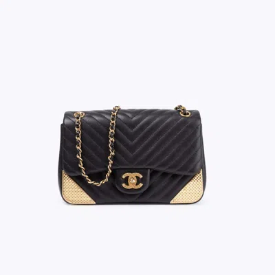 Pre-owned Chanel Rock The Corner Mini Chevron Flap Bag