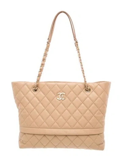 Pre-owned Chanel Rolled Up Shopping Tote In Neutral