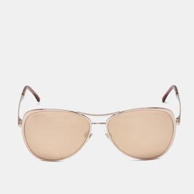 Pre-owned Chanel Rose Gold Mirrored 4223 Summer Aviators Sunglasses In Pink
