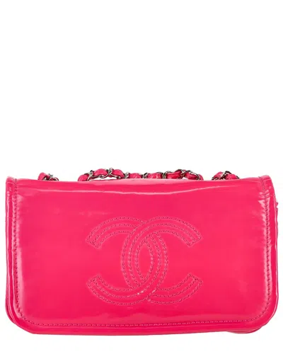 Pre-owned Chanel Rose Patent Leather Mini Lipstick Flap Crossbody Bag (authentic Pre-  Loved)