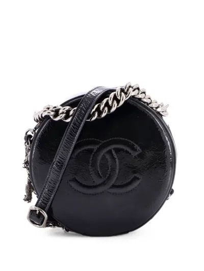 Pre-owned Chanel Round As Earth Patent Crossbody Bag In Black