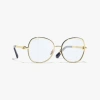 Chanel Round Blue Light Glasses In Gold