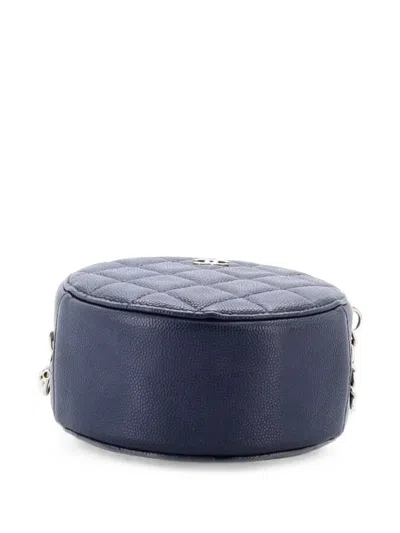 Pre-owned Chanel Round Clutch With Chain Quilted Caviar Mini Crossbody Bag In Blue