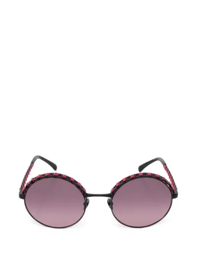Pre-owned Chanel Round Frame Sunglasses In Black