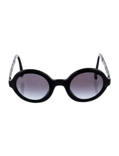 Pre-owned Chanel Round Gradient Sunglasses In Black