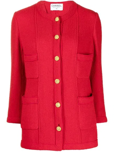 Pre-owned Chanel Round-neck Jacket In Red