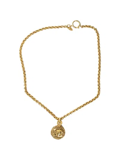 Pre-owned Chanel Round Pendant Necklace In Gold