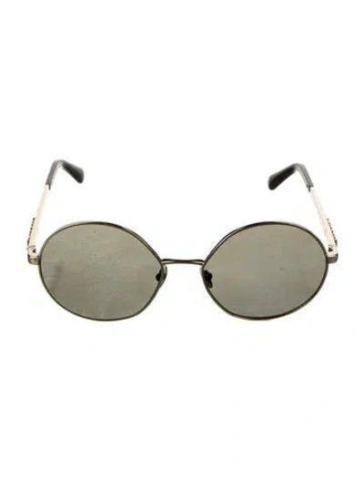 Pre-owned Chanel Round Tinted Sunglasses In Black/gold