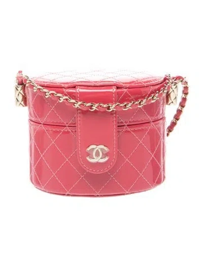 Pre-owned Chanel Round Vanity Clutch W/ Chain” In Red